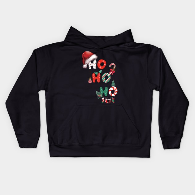 Ho Ho Ho Merry Christmas Kids Hoodie by dooddles